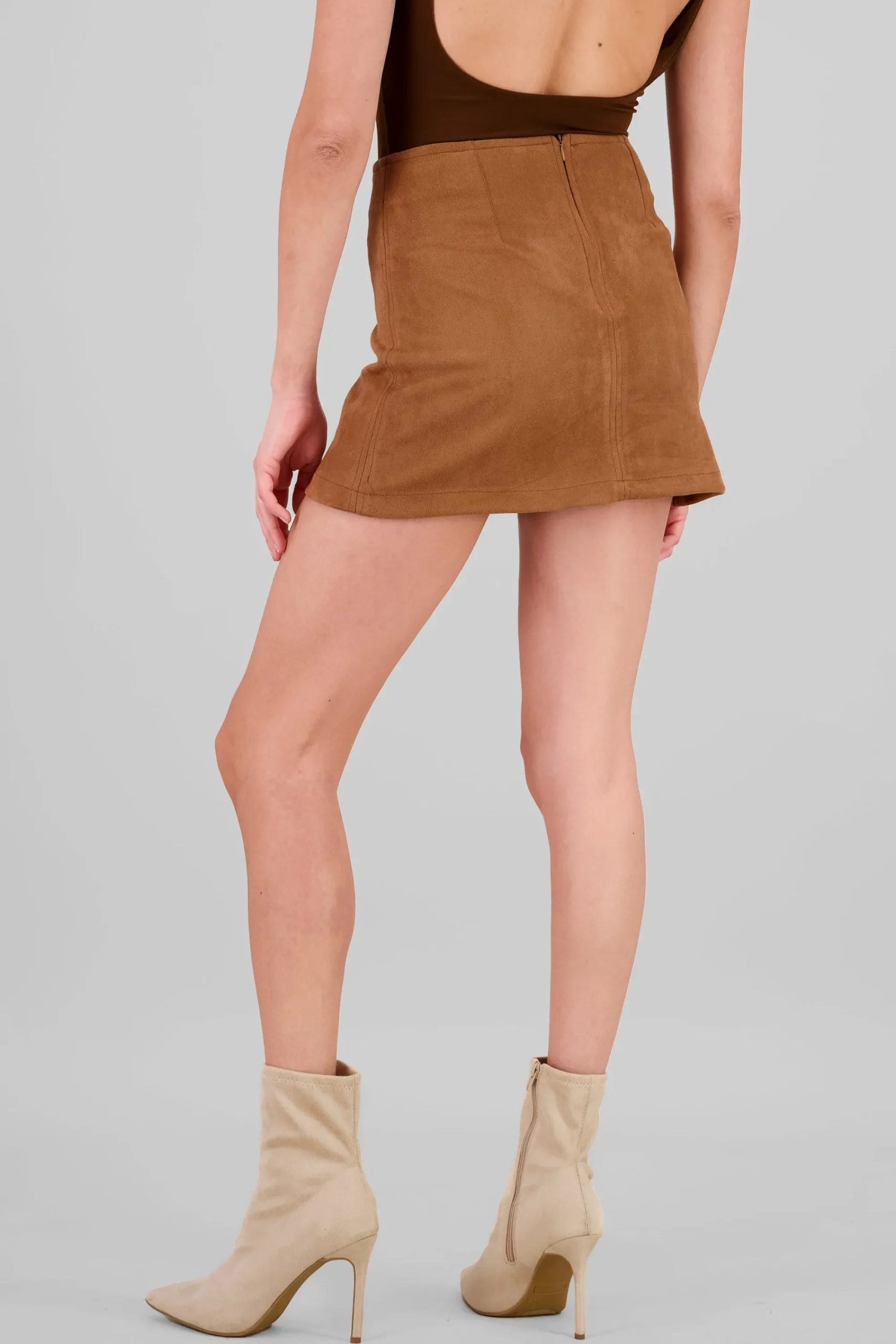 Shasa Solid Suede Mini Skirt