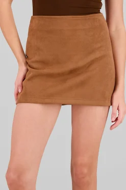 Shasa Solid Suede Mini Skirt