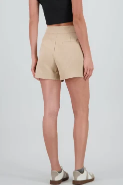Shasa Solid Tailored Shorts with Pleats