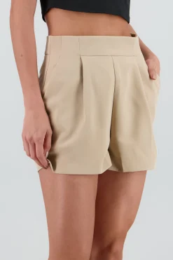 Shasa Solid Tailored Shorts with Pleats
