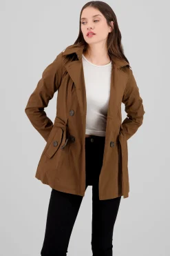 Shasa Solid Trench Coat With Button