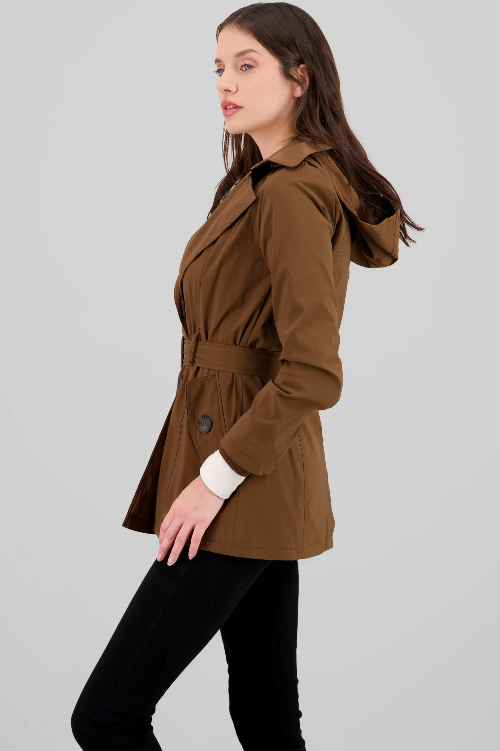 Shasa Solid Trench Coat With Button