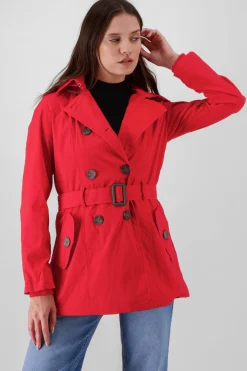Shasa Solid Trench Coat With Button