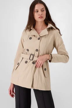 Shasa Solid Trench Coat With Button