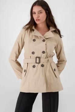 Shasa Solid Trench Coat With Button