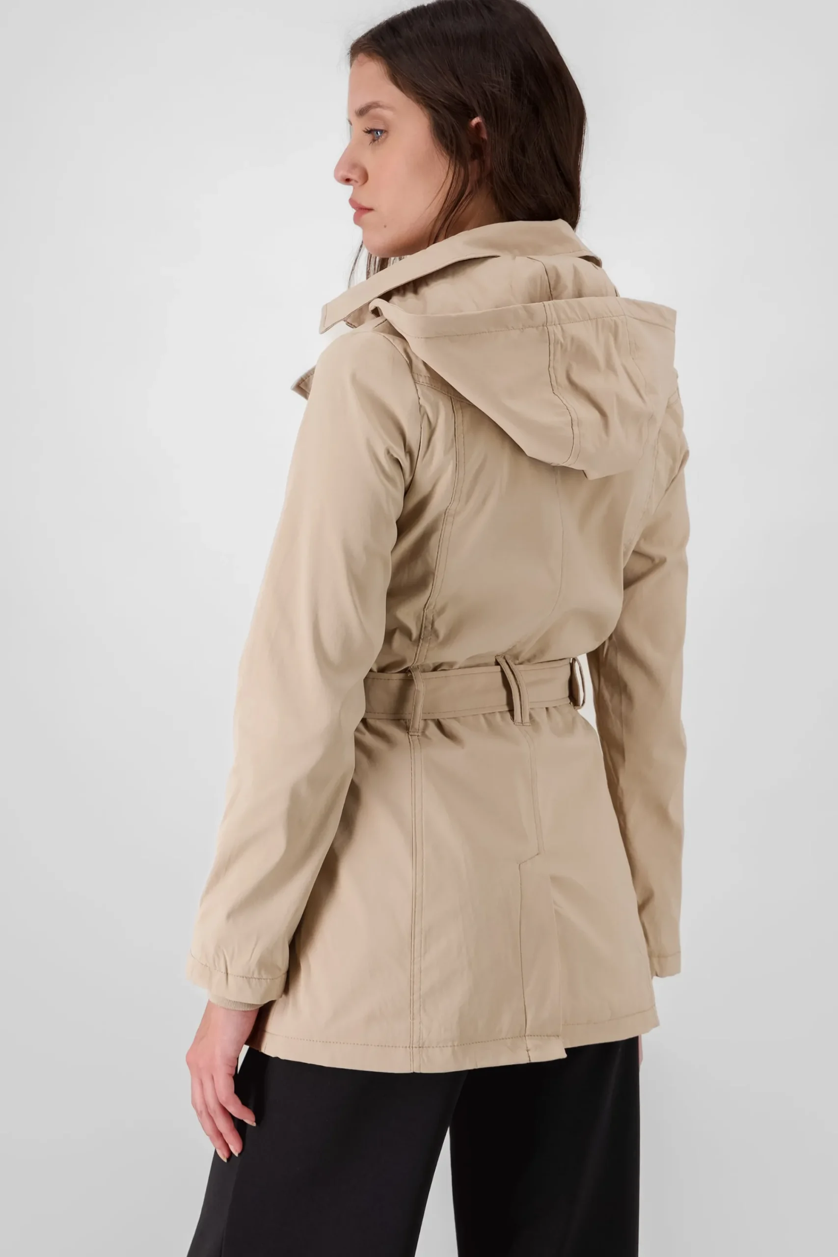 Shasa Solid Trench Coat With Button