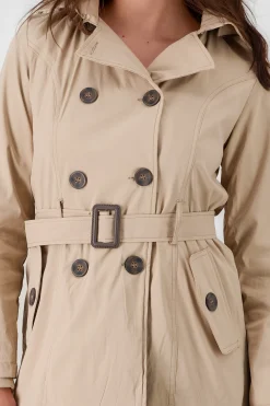 Shasa Solid Trench Coat With Button
