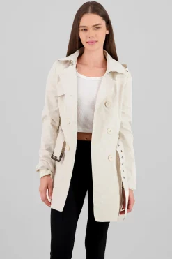 Shasa Solid Trench Coat With Button