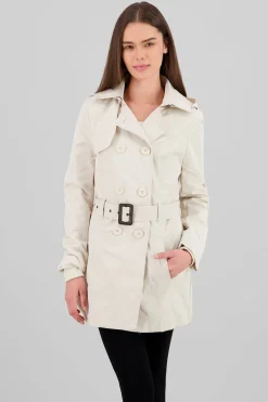 Shasa Solid Trench Coat With Button