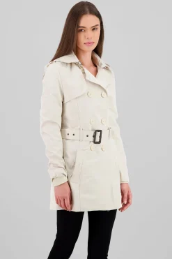 Shasa Solid Trench Coat With Button