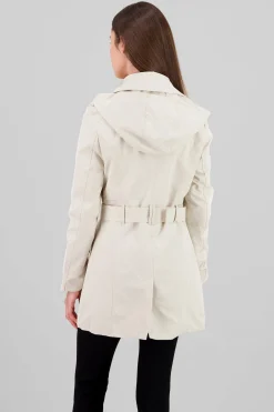 Shasa Solid Trench Coat With Button