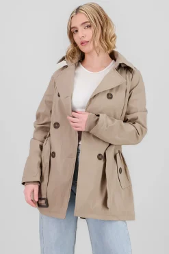 Shasa Solid Trench Coat With Button