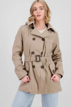 Shasa Solid Trench Coat With Button