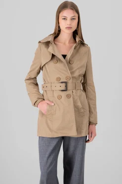 Shasa Solid Trench Coat With Button