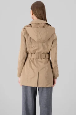 Shasa Solid Trench Coat With Button