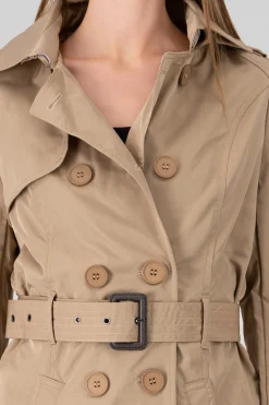 Shasa Solid Trench Coat With Button