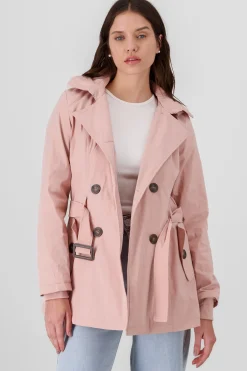 Shasa Solid Trench Coat With Button