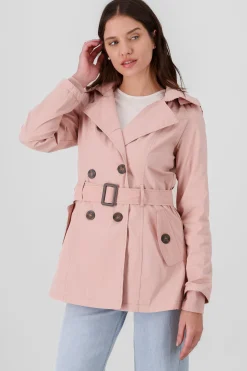Shasa Solid Trench Coat With Button