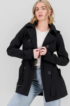 Shasa Solid Trench Coat With Button