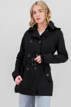 Shasa Solid Trench Coat With Button