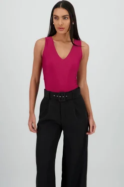 Shasa Solid V Neck Bodysuit
