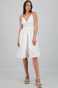 Shasa Solid V-Neck Dress