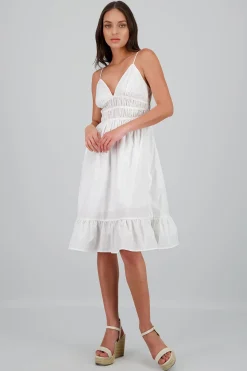 Shasa Solid V-Neck Dress