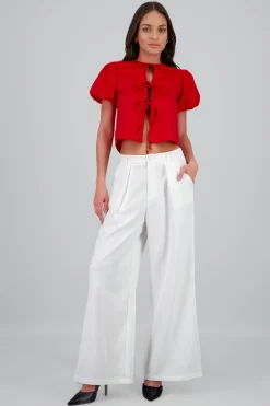 Shasa Solid Wide Leg Pants