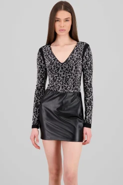 Shasa Sparkly Animal Print Bodysuit