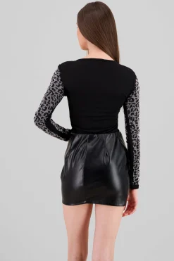 Shasa Sparkly Animal Print Bodysuit