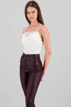 Shasa Sparkly Cowl Neck Bodysuit