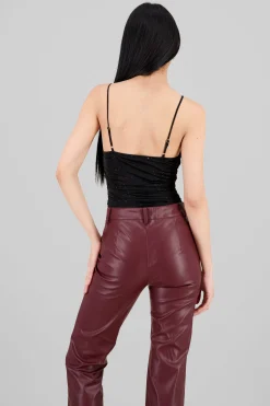 Shasa Sparkly Cowl Neck Bodysuit