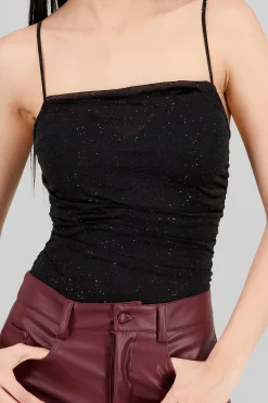 Shasa Sparkly Cowl Neck Bodysuit