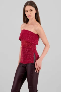 Shasa Sparkly Mesh Strapless Top