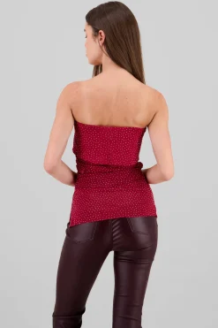 Shasa Sparkly Mesh Strapless Top