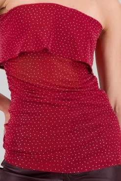 Shasa Sparkly Mesh Strapless Top