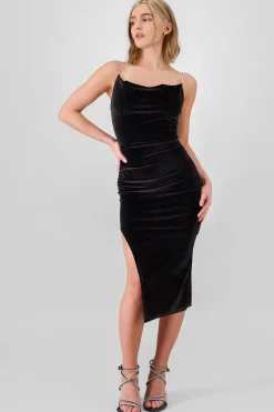 Shasa Sparkly Strap Velvet Dress