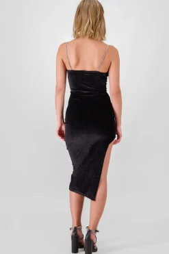 Shasa Sparkly Strap Velvet Dress