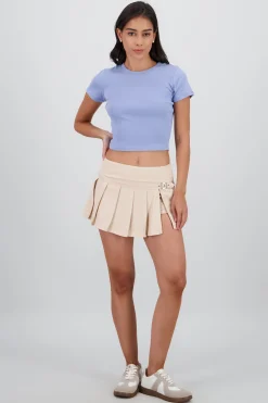 Shasa Split Pleat Mini Skirt with Belt