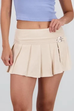 Shasa Split Pleat Mini Skirt with Belt