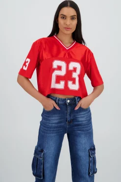 Shasa Sporty Crop Jersey Top