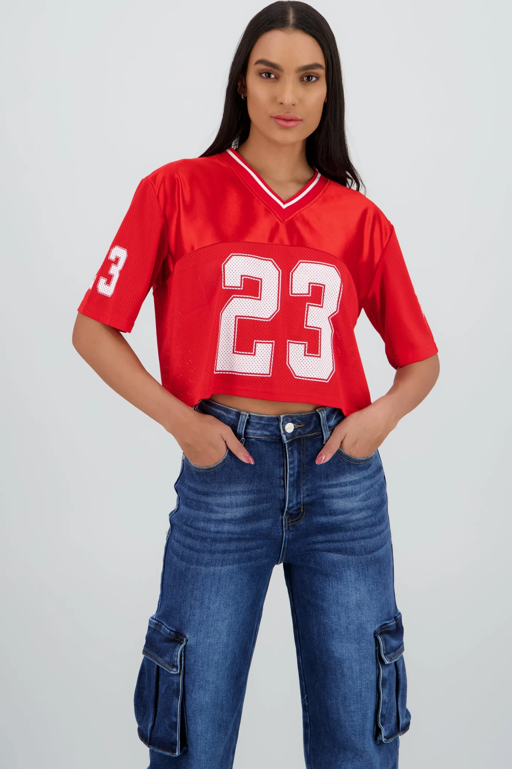 Shasa Sporty Crop Jersey Top