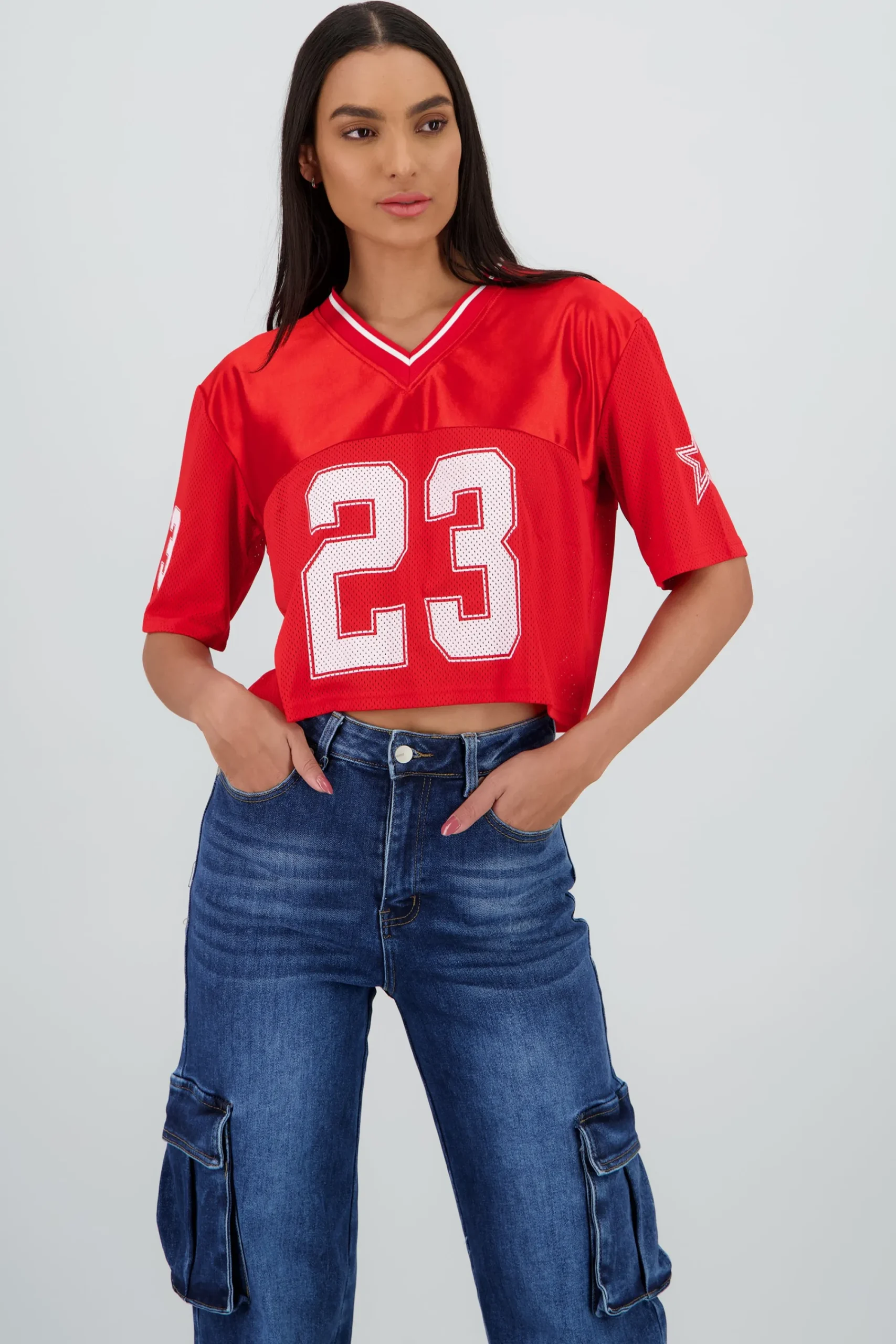 Shasa Sporty Crop Jersey Top