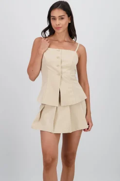 Shasa Square Neck Button Top