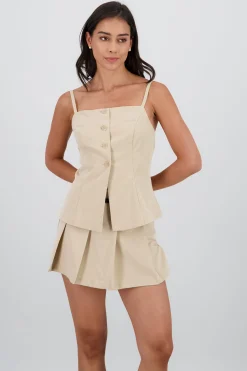 Shasa Square Neck Button Top