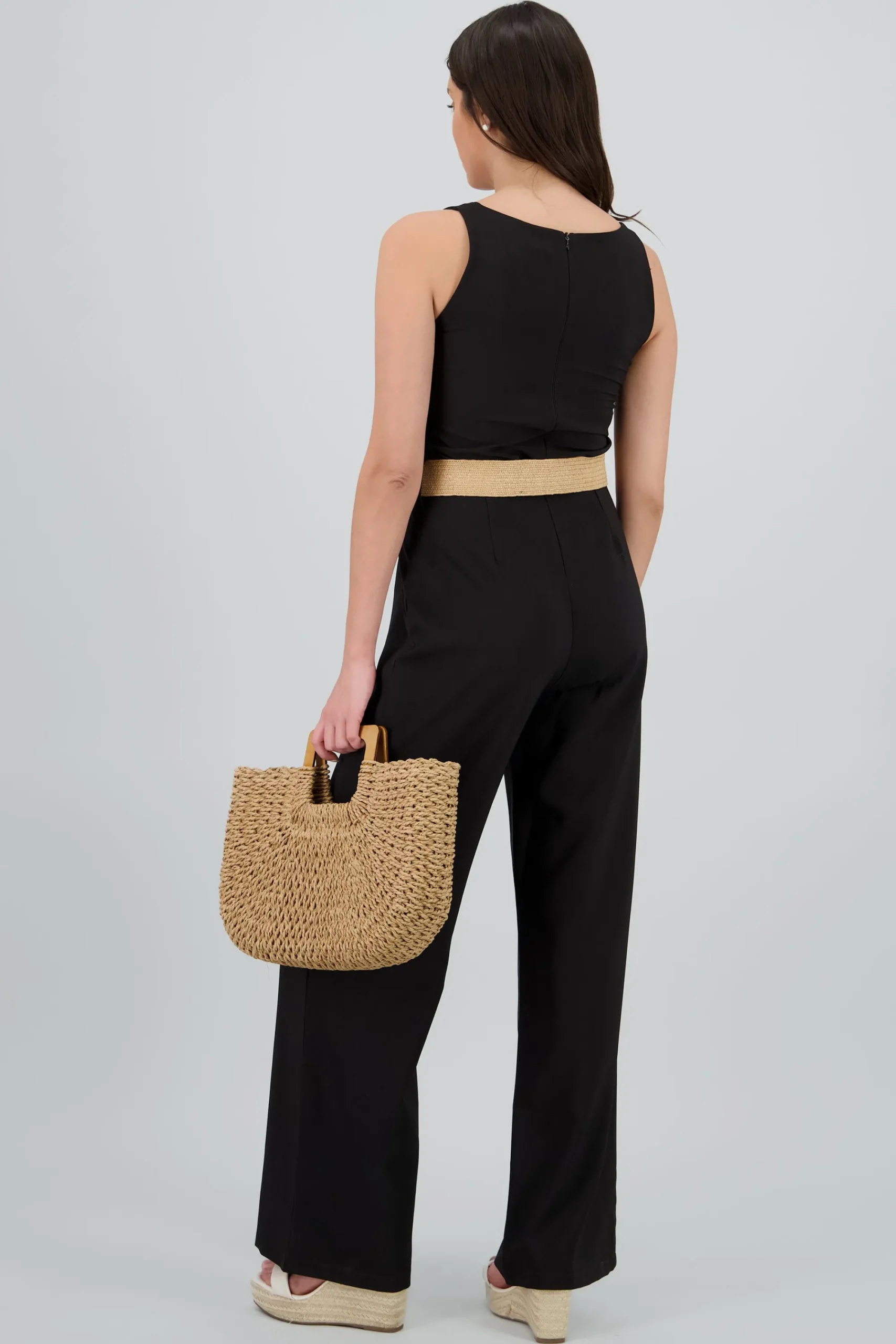 Shasa Square Neck Jumpsuit with Belt Detail