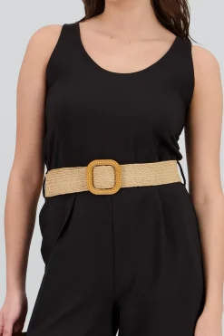 Shasa Square Neck Jumpsuit with Belt Detail