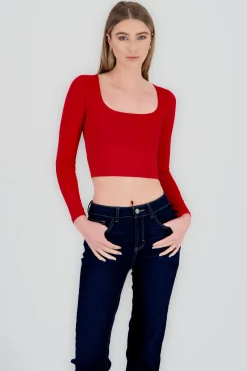 Shasa Square Neck Long Sleeve Top