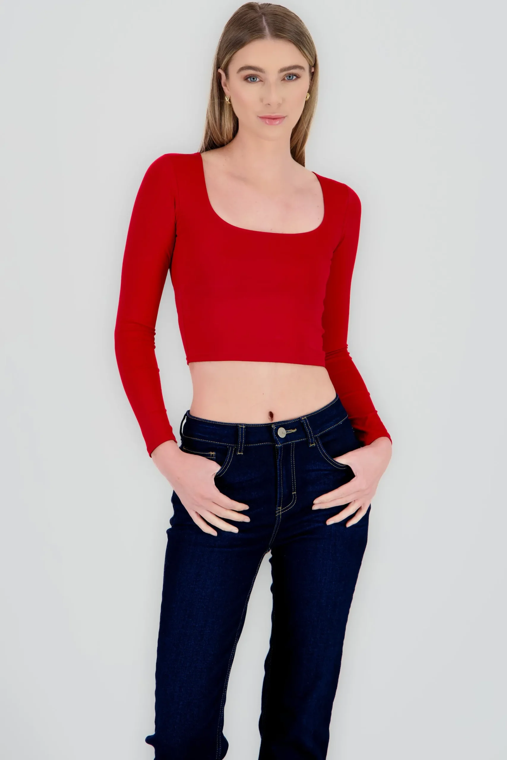 Shasa Square Neck Long Sleeve Top