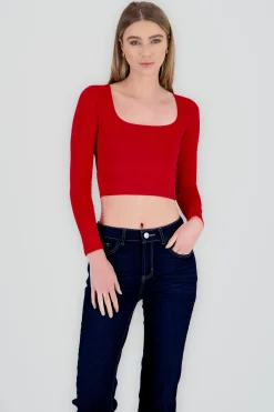Shasa Square Neck Long Sleeve Top